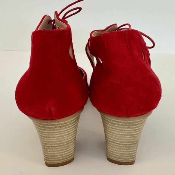 Dorking by Fluchos Red Suede Shoes Pumps Lace-Up Pointed Toe Size 37 US 7 NWT - Picture 8 of 12